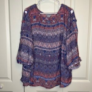 Plus Size Catherines Sheer V Neck Sleeve Cut Pattern Size 22/24W or 2X